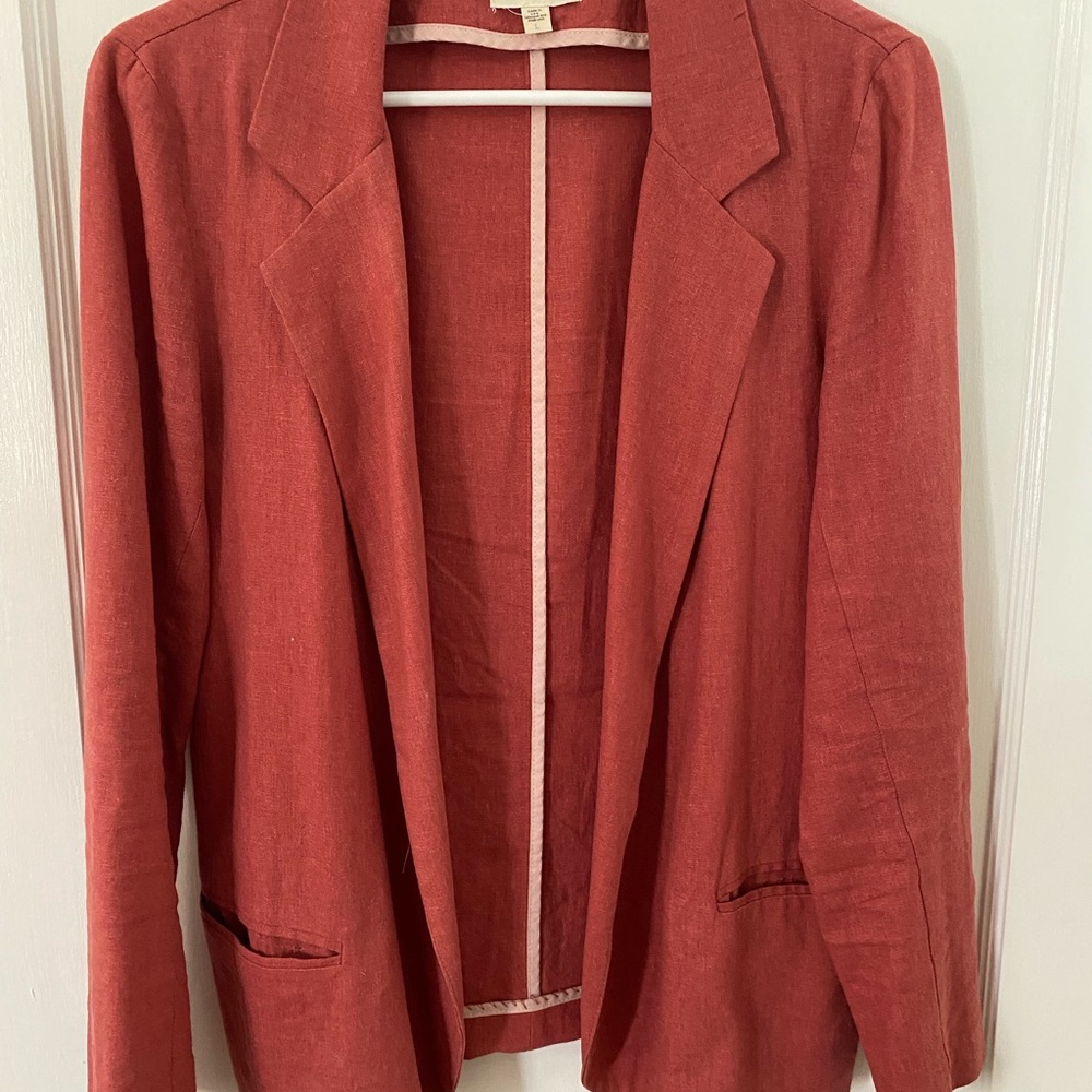 SALE Silence + Noise linen blazer in dark pink
